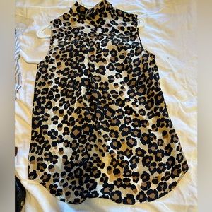 Equipment Femme Leopard Brown Silk Blouse/Tank Size Sm